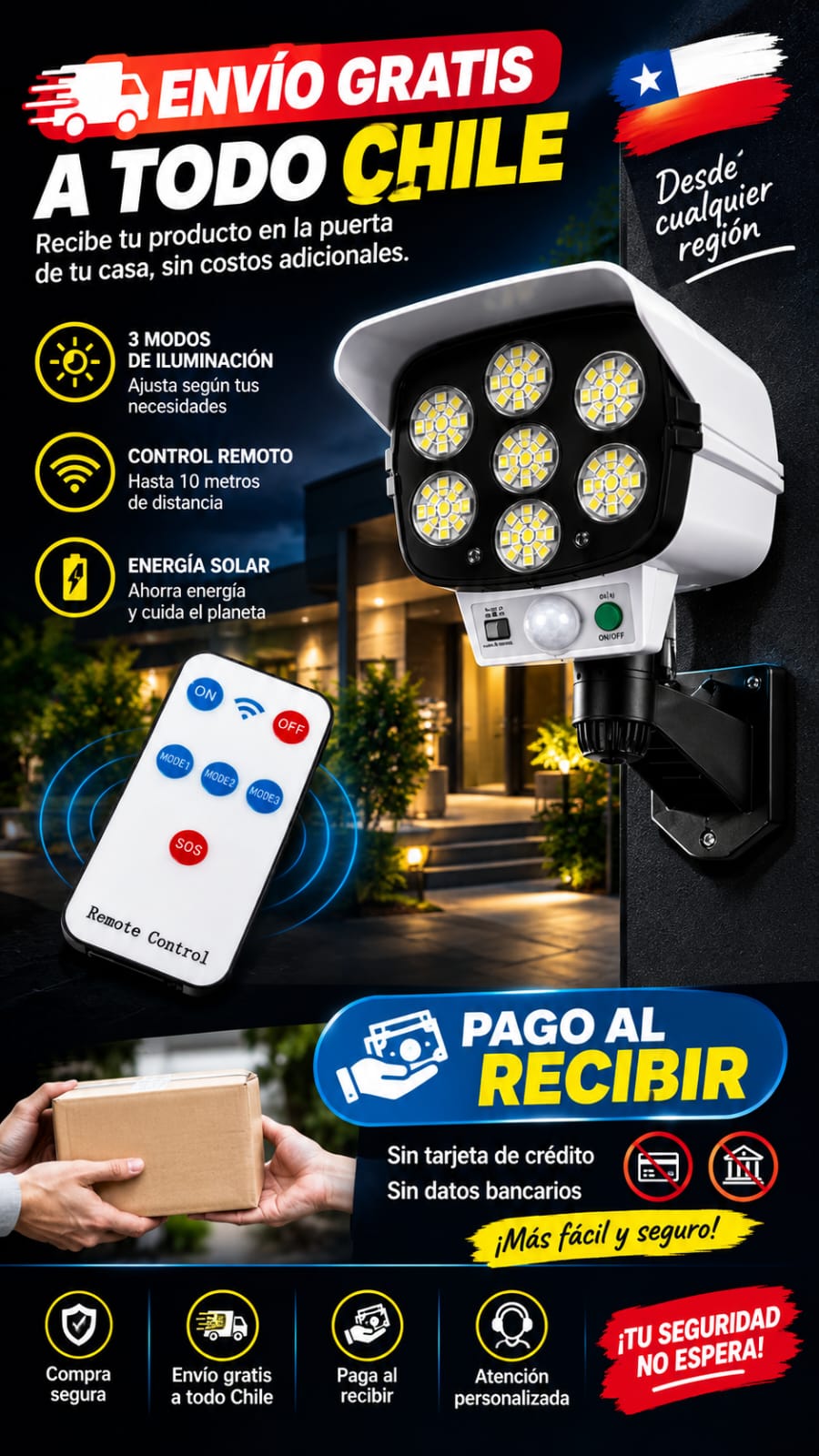 Foco autónomo solar tipo cámara